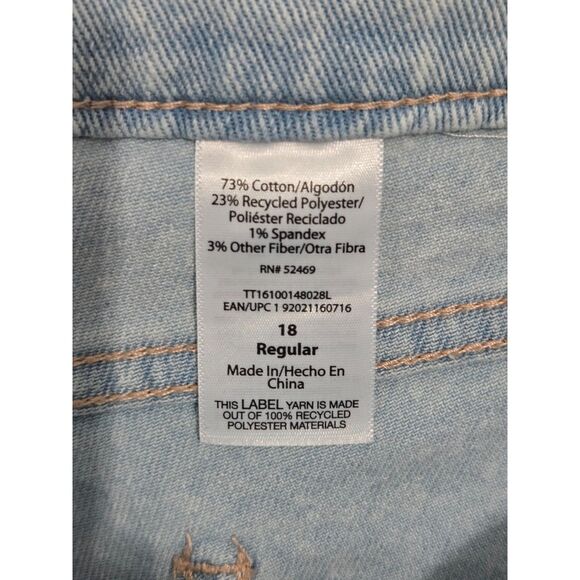 Time & Tru Acid Wash Jeans Women 18R 5 Pocket Cotton Blend Straight Leg - Picture 5 of 6